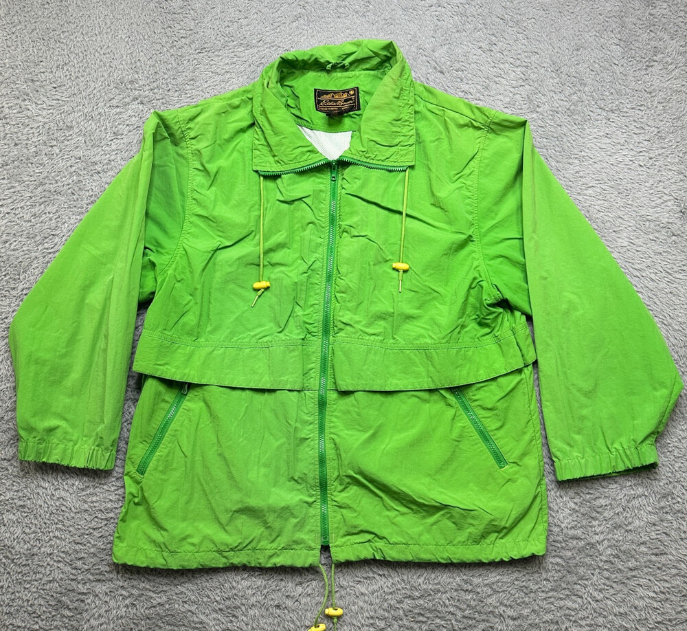 Vintage Eddie Bauer Lightweight Jacket Womens XL Green Nylon Full Zip